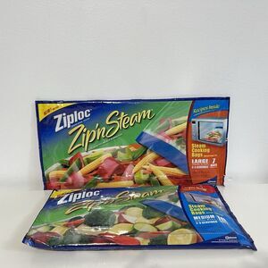 2 Ziploc Zip 'N Steam Cooking Bags Medium and Large Discontinued